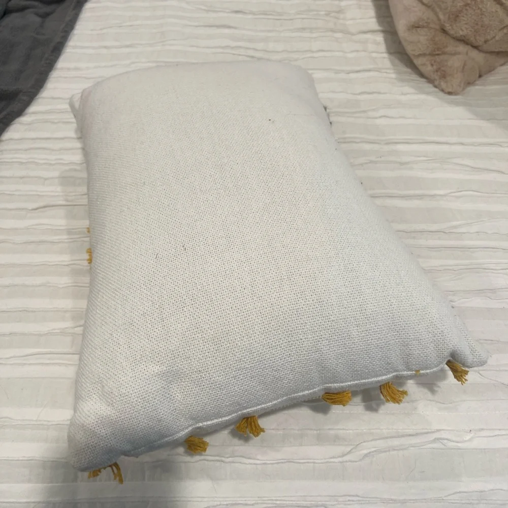 Adorable NWOT Throw Pillow Cream and Gold Accents 18x13” New Condition